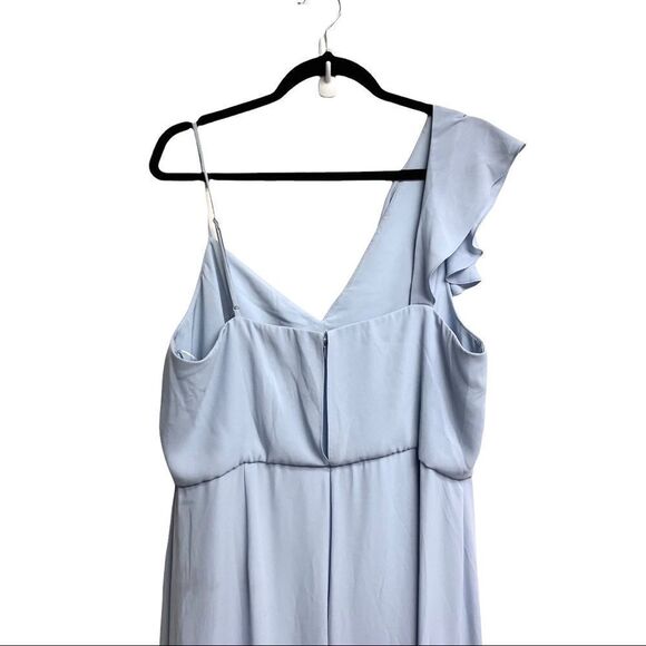 BCBGMAXAZRIA Asymmetrical Neck Ruffle Maxi Dress Blue 16 - Picture 7 of 8
